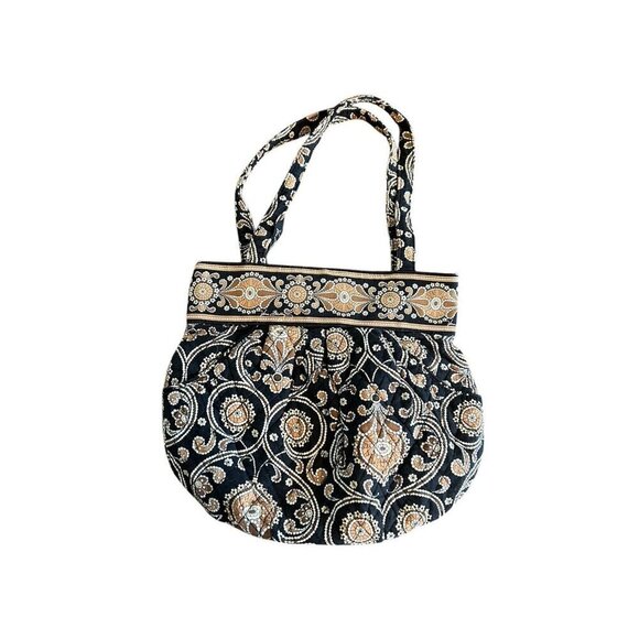 Vera Bradley Retired Cafe Latte Quilted Pattern Purse Handbag Paisley Brown - Picture 1 of 11